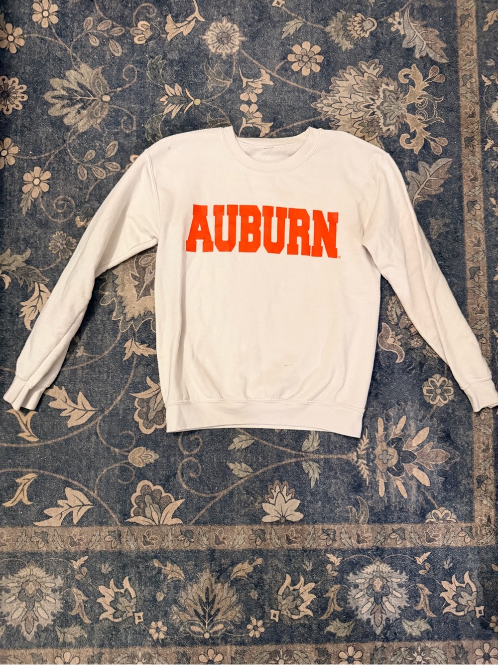 Auburn Logo Crewneck Sweatshirt - White with Orange Print